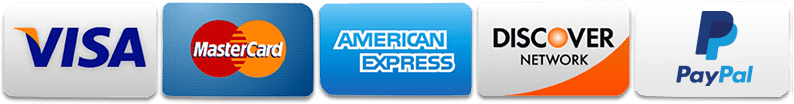 Visa Mastercard American Express Discover Paypal